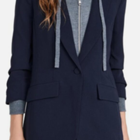 Cinq A Sept Sweater Knit Khloe Blazer in Navy/Heather Gray - Picture 2 of 9